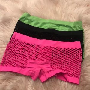 3 fishnet booty shorts
